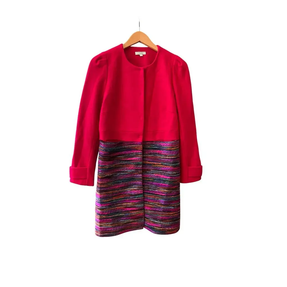 Jade Melody Tam Multi Color Pink Purple Wool Blend Coat Jacket Women's Small